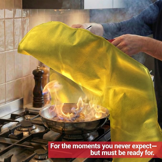 Emergency Fire Blanket, Silicone-Coated 40x40 UM9 Fiberglass, Rated to 1612°F, Smothers Kitchen, Home, RV & Camping Fires, National Park Foundation Partner, Designed in USA - Pack of 2