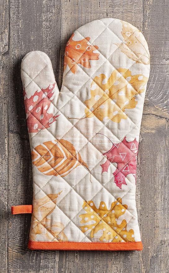 Maison d'Hermine Oven Gloves 100% Cotton Oven Mitt (7" x 13", Pack of 1) | With Loop Heat Resistant BBQ Cooking Gloves Baking Kitchen Handling Hot Pans Thanksgiving Christmas - Colours Of Autumn