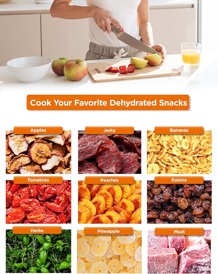 Commercial Chef Food Dehydrator, 5 BPA-Free 10” x 9.25” Trays, CHD200S | Stainless Dehydration Machine for Beef Jerky, Dehydrated Vegetables, Fruits and More, 240V