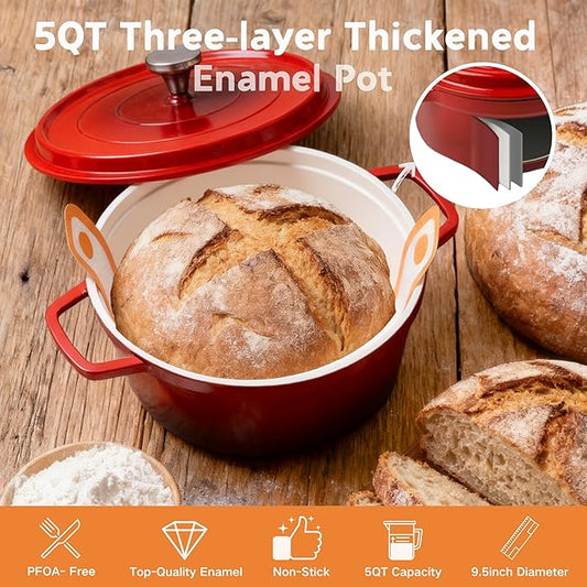 Super All-Inclusive Sourdough Starter Kit with Pot,Sourdough Bread Baking Supplies,4 Banneton Bread Proofing Baskets,Dutch Oven for Baking,Scale,34OZ Sourdough Starter Jar, Bread Making Tools Kit