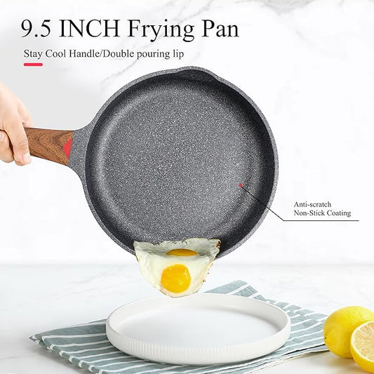 Vinchef Nonstick Frying Pan Anti Scratch,9.5 Inch Skillet Cast Aluminum Cookware, Induction Compatible