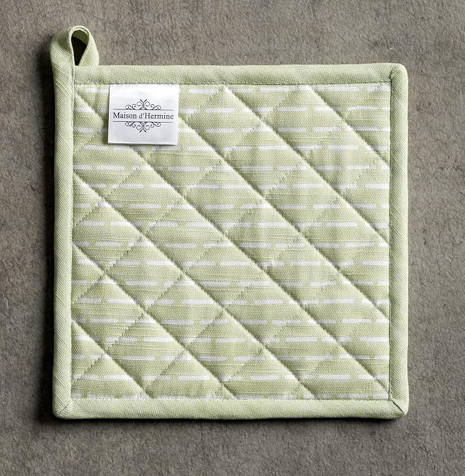 Maison d' Hermine Pot Holders 100% Cotton Potholders (8" x 8", Pack of 1) | Heat Resistant Hot Pads with Loop BBQ Cooking Baking Farmhouse Kitchen Handling Hot Pans Spring Summer - Paradise Island