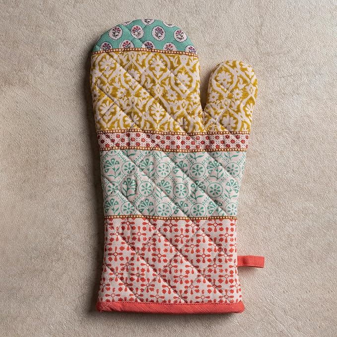 Maison d'Hermine Oven Gloves 100% Cotton Oven Mitt (7" x 13", Pack of 1) | With Loop Heat Resistant BBQ Cooking Gloves Baking Grilling Kitchen Handling Hot Pans Spring Summer - Provence