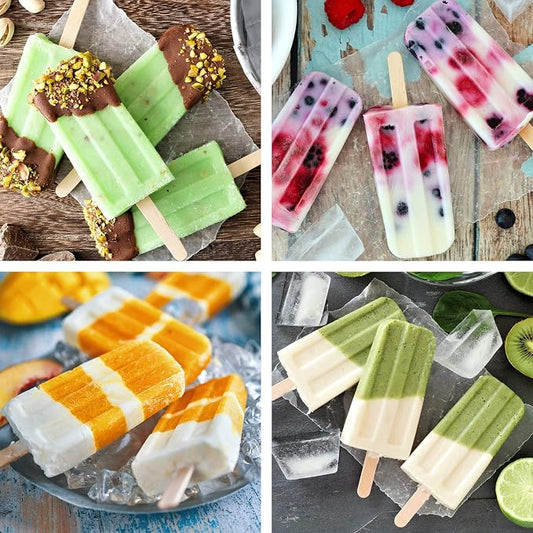 Ozera Popsicles Molds, 10-Cavity Popsicle Maker Molds Silicone Popsicle Molds, Homemade Popcical Molds Ice Pop Molds with 50 Popsicle Sticks, 50 Popsicle Bags (Green)