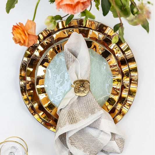 Annieglass Ruffle 7 Inch Bowl with 24k Gold, Timeless Glass Tableware for all Occasions, Made in the USA