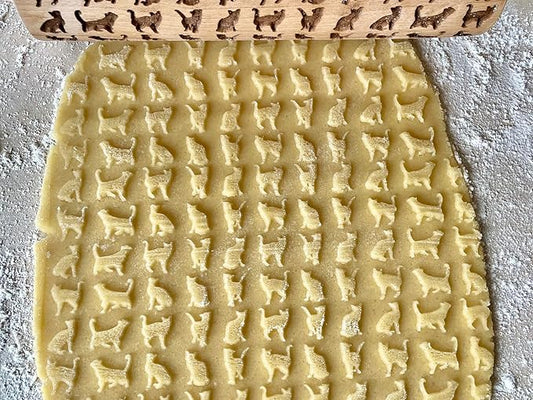 CATS embossing rolling pin. Wooden embossing rolling pin with cats