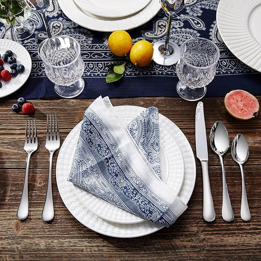 KEAWELL Premium Verona 20-Piece Silverware Set for 4, Heavy Duty – 18/10 Stainless Steel, Brilliant Mirror Finish, Smooth Edges, Dishwasher Safe (20, Silver)