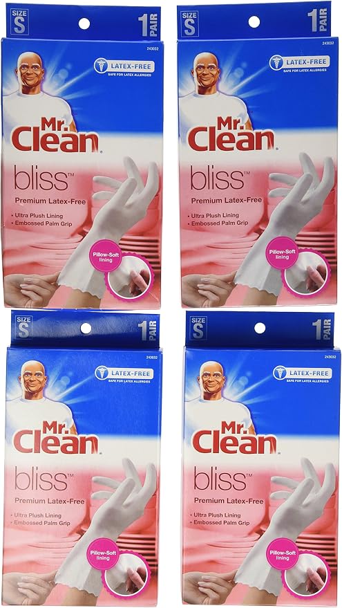 Mr. Clean Bliss Premium Latex-Free Gloves, Small, 4 Pair