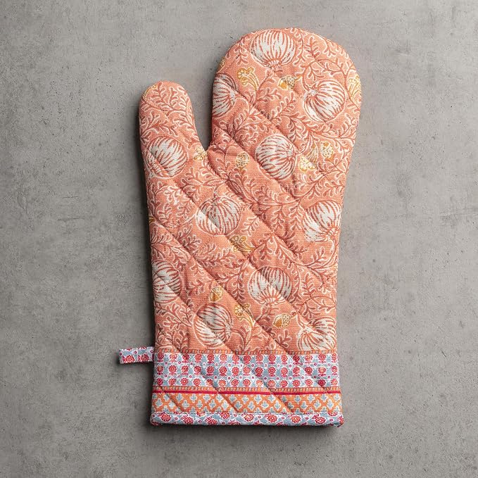 Maison d'Hermine Oven Gloves 100% Cotton Oven Mitt (7" x 13", Pack of 1) | With Loop Heat Resistant BBQ Cooking Gloves Baking Kitchen Handling Hot Pans Thanksgiving Christmas - Harvest Festival