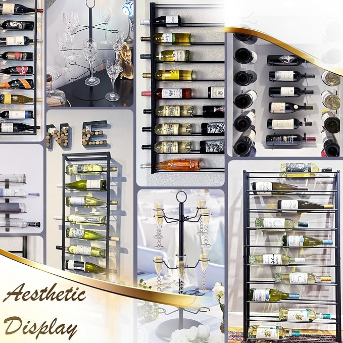 Wine Rack Wall Mounted: 16 Bottles Wine Holder Hanging - Bar Liquor Storage | Wine Organizer of Cabinet Kitchen - Designed for SpaceSaver