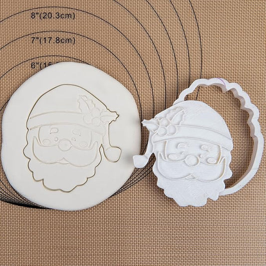 Flycalf Christmas Cookie Cutters Santa Claus Shapes with Plunger Stamps Holiday PLA Baking Accessories Cutter Molds Gifts Decorative Party 3.5" Kitchen Cake Supplies
