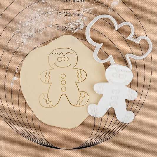 Flycalf Christmas Cookie Cutters Gingerbread Man with Plunger Stamps with Plunger Stamps PLA Baking Gift