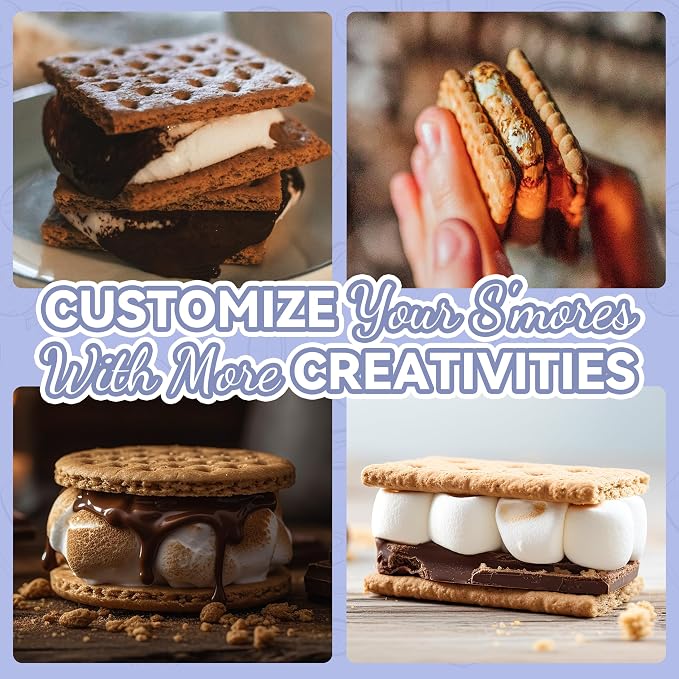Party Desserts Electric Smores Maker Tabletop Indoor Kit, Indoor Marshmallow Roaster, Smores Station with 4 Compartment Trays & 4 Forks, Great Gift for Adults and Kids in Holidays and Parties (Red)