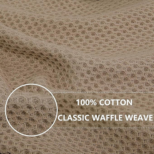 Homaxy 100% Cotton Waffle Weave Kitchen Dish Cloths, Ultra Soft Absorbent Quick Drying Dish Towels, 12 x 12 Inches, 8-Pack, Tan