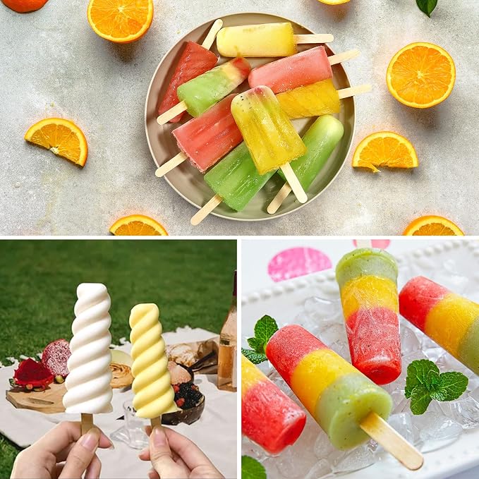 Popsicles Molds, 9 Cavity Silicone Popsicle Molds Easy-Release BPA-free Popsicle Maker Molds Ice Pop Molds Homemade Popsicle Ice Pop Maker with 50 PCS Popsicle Sticks