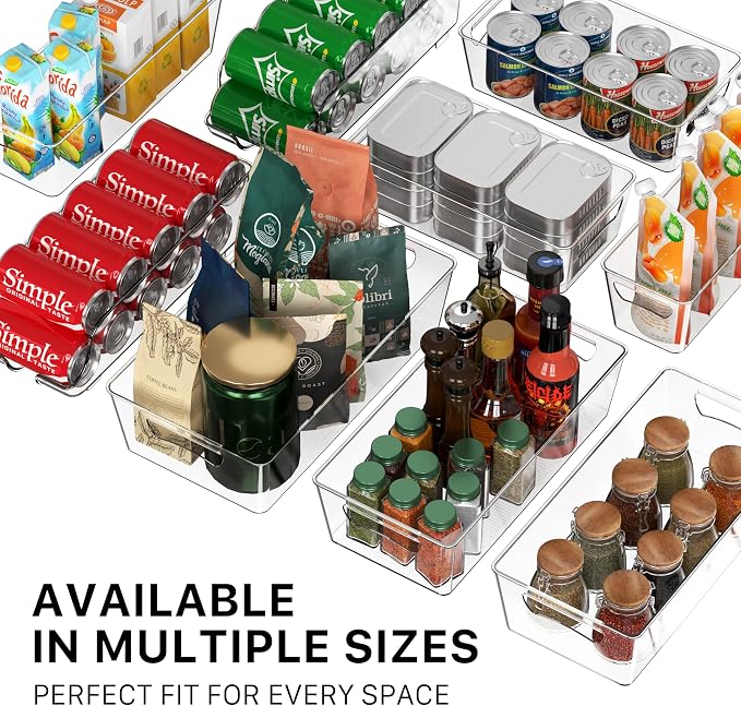 Simple Houseware 4 Pcs Kitchen Clear Bin Storage Organizer 15" x 8" x 3.75"
