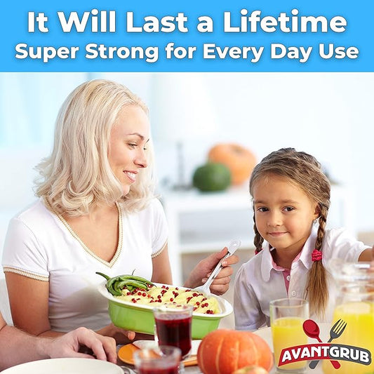 Super Strong, Ergonomic 11 in Serving Spoon 6 Pk (2 of Each Style). Big, Stainless Steel Spoons for Cooking, Baking, Stirring and Basting. Best Kitchen Flatware for Buffet and Banquet Food Service