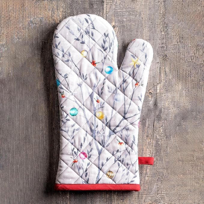 Maison d'Hermine Oven Gloves 100% Cotton Oven Mitt (7" x 13", Pack of 1) | With Loop Heat Resistant BBQ Cooking Gloves Baking Kitchen Handling Hot Pans Thanksgiving Christmas - Fairy Christmas