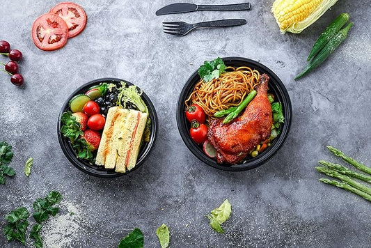 Glotoch Meal Prep Container, 50 Pack 24 OZ To Go Containers,Round Plastic Food Storage Containers Set with Lids - Microwave, Freezer & Dishwasher Safe,Eco-Friendly, BPA-Free, Durable & Stackable