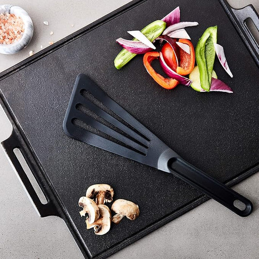 Mercer Culinary Hell's Tools Hi-Heat Slotted Spatula, 12 Inch x 3.5 Inch, Black