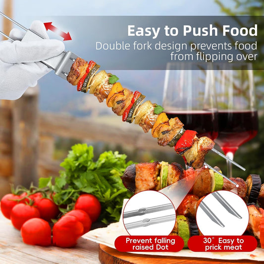 The Secret to Flawless Grilling: Why This Pronged Anti-Roll Metal Skewer Is a BBQ Game-Changer