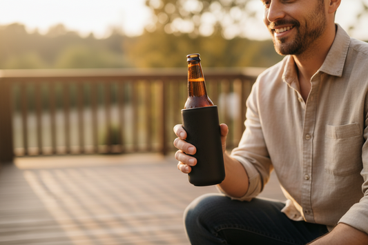 Keep Your Drinks Cold Longer with a Slim 16oz Vacuum-Insulated Beer Bottle Holder