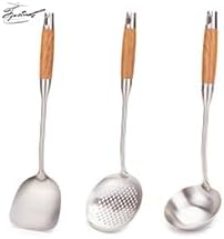 FJNATINH Metal Spatula,Wok Utensil Wok Spatulas for Kitchen Use Cooking Utensils Spatula for Cooking,Wooden Handle