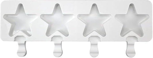 1 Pack Cute Stars Shape Popsicle Molds Silicone Ice Pop Molds 4 Cavities Popsicle Molds for Kids Adults Ice Cream Mold Cakesicles Mould DIY Popsicle Maker Homemade Popsicle Silicone Molds T