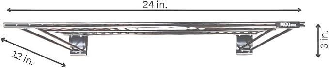 Slatwall Wire Metal Shelf Heavy Duty Adjustable Steel Slat Wall Mount Shelves for Garage Storage & Retail Display (24" x 12") Pack of 2 (Silver)