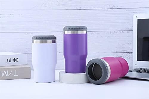 4 in 1 Stainless Steel Can/Bottle Insulator, 14oz Two-Way Lids SUS Insulated Can Cooler, Beer Bottle holder (White)