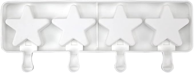 1 Pack Cute Stars Shape Popsicle Molds Silicone Ice Pop Molds 4 Cavities Popsicle Molds for Kids Adults Ice Cream Mold Cakesicles Mould DIY Popsicle Maker Homemade Popsicle Silicone Molds T