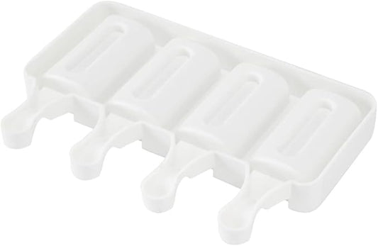 Pastry Tek 4 Cavities Popsicle Molds, 10 Cylinder Cakesicle Molds - Flexible, Freezable, White Silicone Cake Popsicle Molds, Easy Release, For Baking - Restaurantware