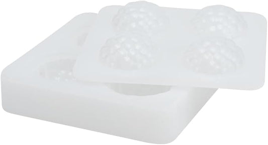 Pastry Tek 4 Cavities Fruit Silicone Mold, 1 Oven-Ready Berry Mold - Flexible, Freezable, White Silicone Lychee Berry Mold, Easy Release, For Baking - Restaurantware