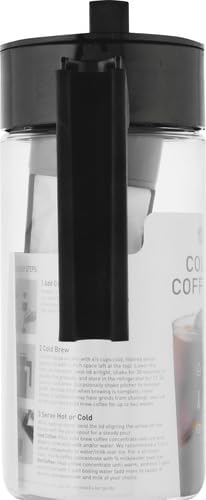 Takeya Deluxe Cold Brew Coffee Maker-BPA-Free Tritan Pitcher with Airtight Leakproof Lid,Silicone Grip Handle, Fine-Mesh Filter-Shatter-Proof, Dishwasher Safe, Made in USA-1 Quart/Black (Pack of 4)