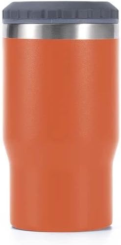 14oz 4 in 1 Stainless Steel Can Cooler Beer Bottle Insulator With 2 Lids for 12oz can&bottle, Double walled insulated Thermocooler &Travel Mug Holder Keeping Your Bevearge Cold (Orange#)