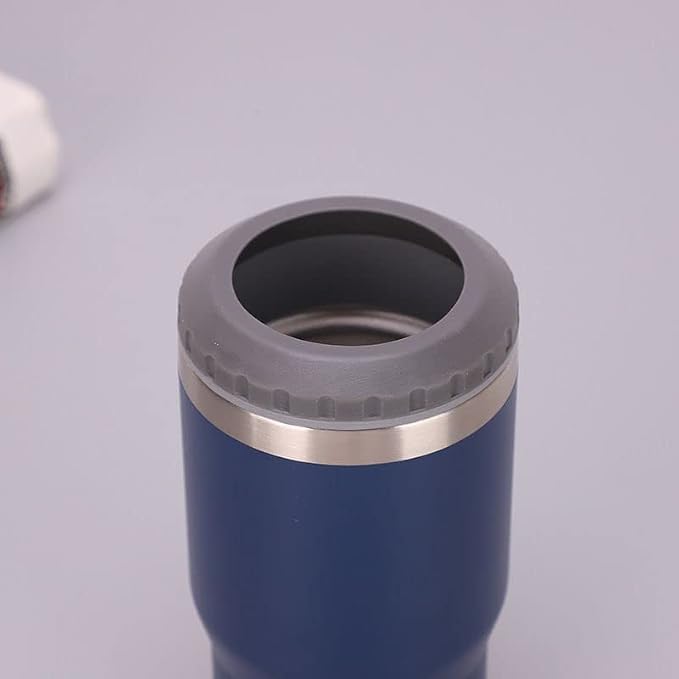 14oz 4 in 1 Stainless Steel Can Cooler Beer Bottle Insulator With 2 Lids for 12oz can&bottle, Double walled insulated Thermocooler &Travel Mug Holder Keeping Your Bevearge Cold (Navy#)