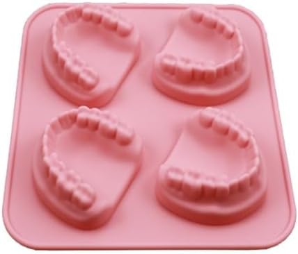 4 Hole Denture Teeth Shaped Ice Cube Mold Silicone Ice Tray DIY Ice Cream Funny Gag Gift For Dentist Seniors Ice Tray Molds
