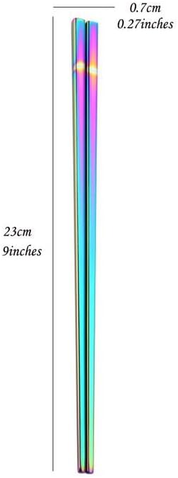 Metal Chopsticks Reusable,4 Pairs Stainless Steel Chopsticks Set for Noodles,Ramen,Sushi,Sashimi, Rice and Asian Special（9 Inches）