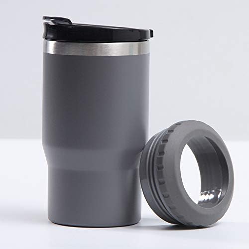 4 in 1 Stainless Steel Can/Bottle Insulator, 14oz Two-Way Lids SUS Insulated Can Cooler, Beer Bottle holder (Grey)