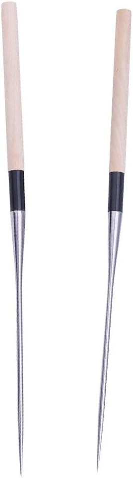 Angoily 2pcs Sashimi Long Chopsticks Stainless Steel Wooden Noodles Chopstick Japanese Cooking Frying Moribashi Sushi Korean Handle Travel Non-slip