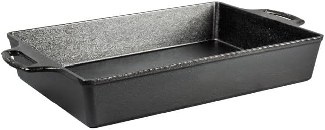 Lodge Seasoned Cast Iron Casserole Pan - 9 Inches x 13 inches - Heavy-Duty, Durable Seasoned Baking Dish - Classic Cast Iron Casserole Dish for Everyday Cooking (Pack of 2)