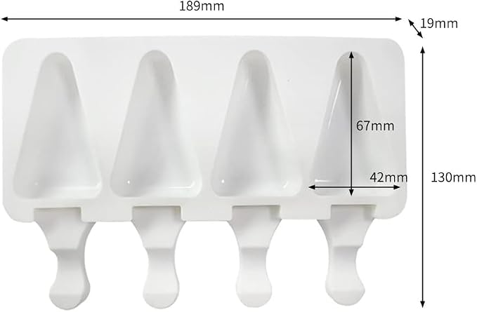 1 Pack Cute Triangle Shape Popsicle Molds Silicone Ice Pop Molds 4 Cavities Popsicle Molds for Kids Adults Ice Cream Mold Cakesicles Mould DIY Popsicle Maker Homemade Popsicle Silicone Molds H