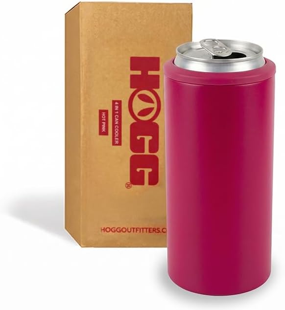4 in 1 Universal Can Cooler - Hot Pink, Can Holder Insulated, Beer Bottle Cooler, Universal Holder for All Drink Sizes, Stainless Steel Insulated Tumbler, Tailgating Accessories