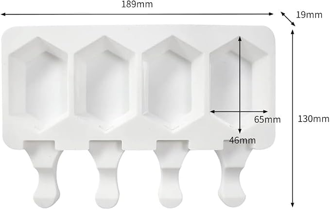1 Pack Cute Hexagon Shape Popsicle Molds Silicone Ice Pop Molds 4 Cavities Popsicle Molds for Kids Adults Ice Cream Mold Cakesicles Mould DIY Popsicle Maker Homemade Popsicle Silicone Molds G