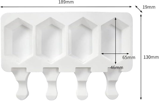 1 Pack Cute Hexagon Shape Popsicle Molds Silicone Ice Pop Molds 4 Cavities Popsicle Molds for Kids Adults Ice Cream Mold Cakesicles Mould DIY Popsicle Maker Homemade Popsicle Silicone Molds G