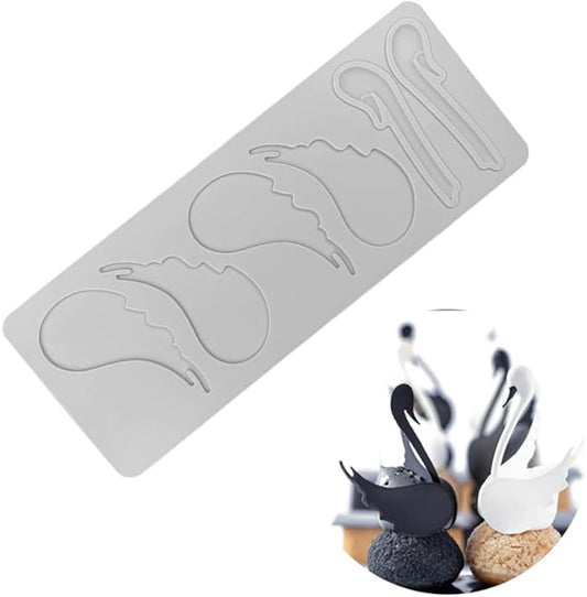 3D Hollow Leaf Fondant Lace Mold Multi Leaves Flower Candy Mold Chocolate Sugar Craft Cake Decoration Cupcake Top (K Swan_8.92 * 3.52 * 0.12inch)