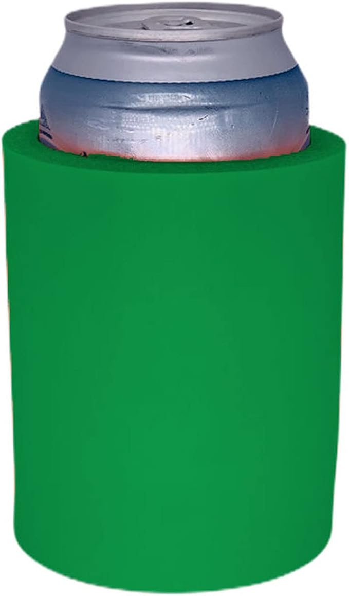 Blank Thick Foam Old School Can Cooler (12 Pack, Kelly Green)