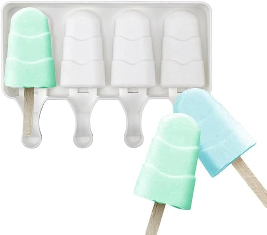 1 Pack Cute Step Shape Popsicle Molds Silicone Ice Pop Molds 4 Cavities Popsicle Molds for Kids Adults Ice Cream Mold Cakesicles Mould DIY Popsicle Maker Homemade Popsicle Silicone Molds P