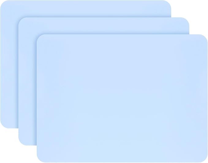 3Pack Silicone Sheet for Crafts, Resin Jewelry Casting Molds Mat, Food Grade Silicone Placemat, Multipurpose Table Protector, Nonstick Nonskid Heat-Resistant, Blue (15.7x11.8inch)