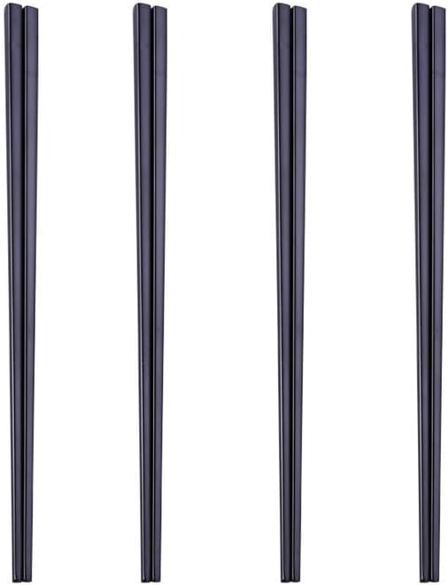 Black Metal Chopsticks Reusable,4 Pairs Stainless Steel Chopsticks Set for Noodles,Ramen,Sushi,Sashimi, Rice and Asian Special（9 Inches）